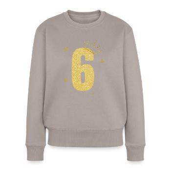 6th Anniversary Gold Crown - Women's Premium Organic Jumper - taupe - Front - Julia (174cm)