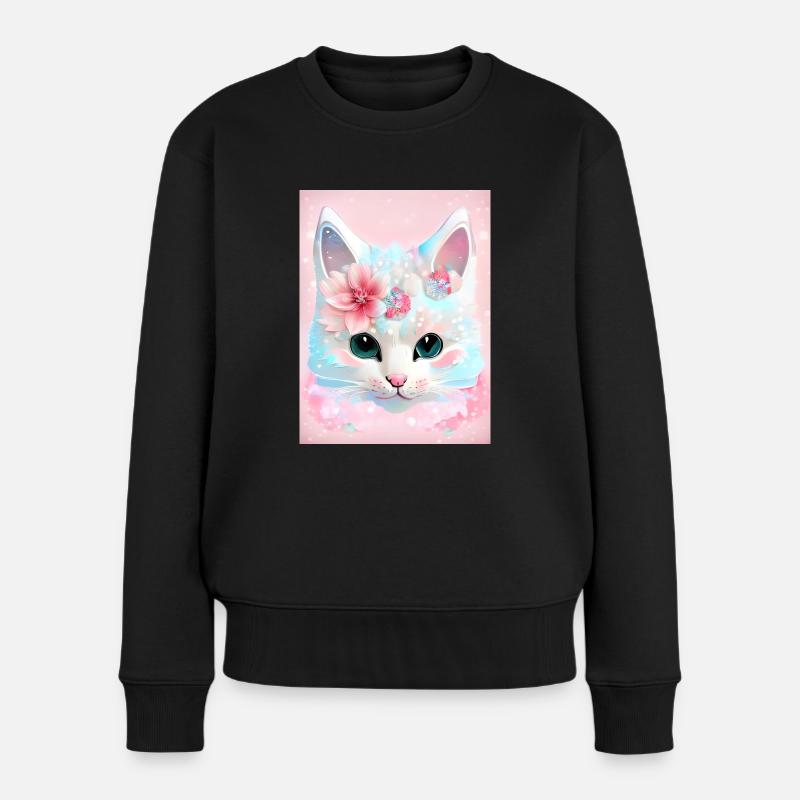 Chat blanc - Pull Premium bio Femme - noir