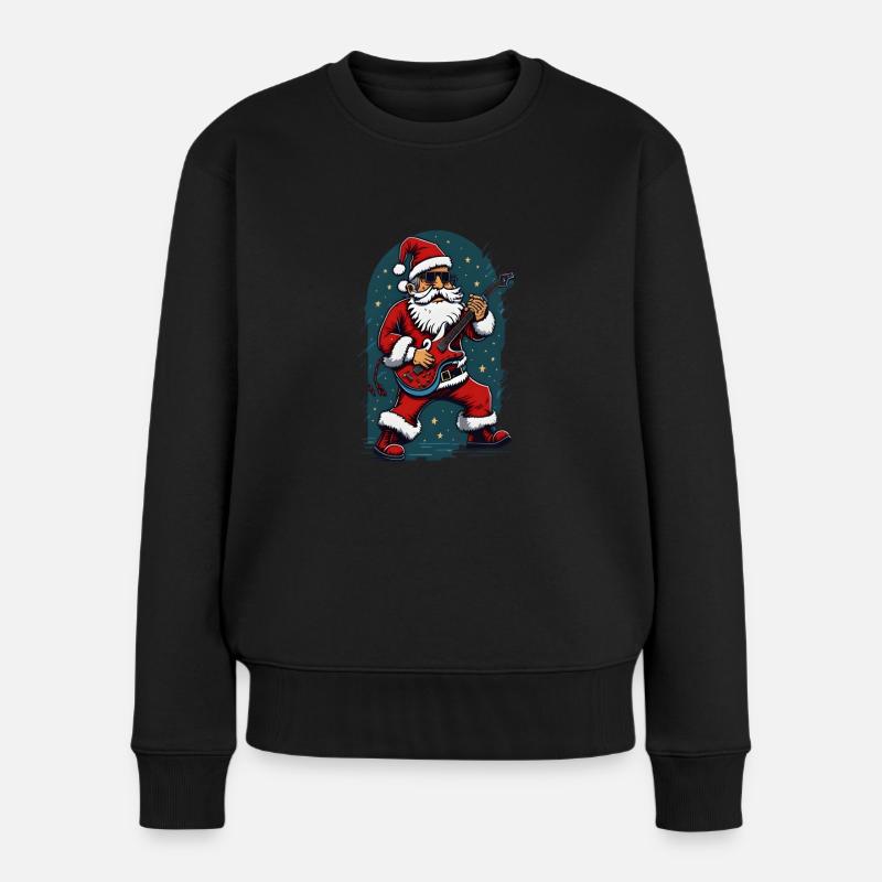Weihnachtsmann Rock Star - Frauen Premium Bio Pullover - Schwarz