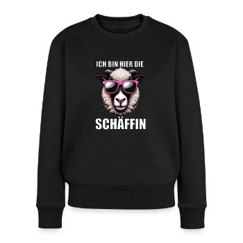 Ich Bin Hier Die Schäffin Walliser Schaf Schaf Mäh - Frauen Premium Bio Pullover - Schwarz - Vorne - Julia (174cm)