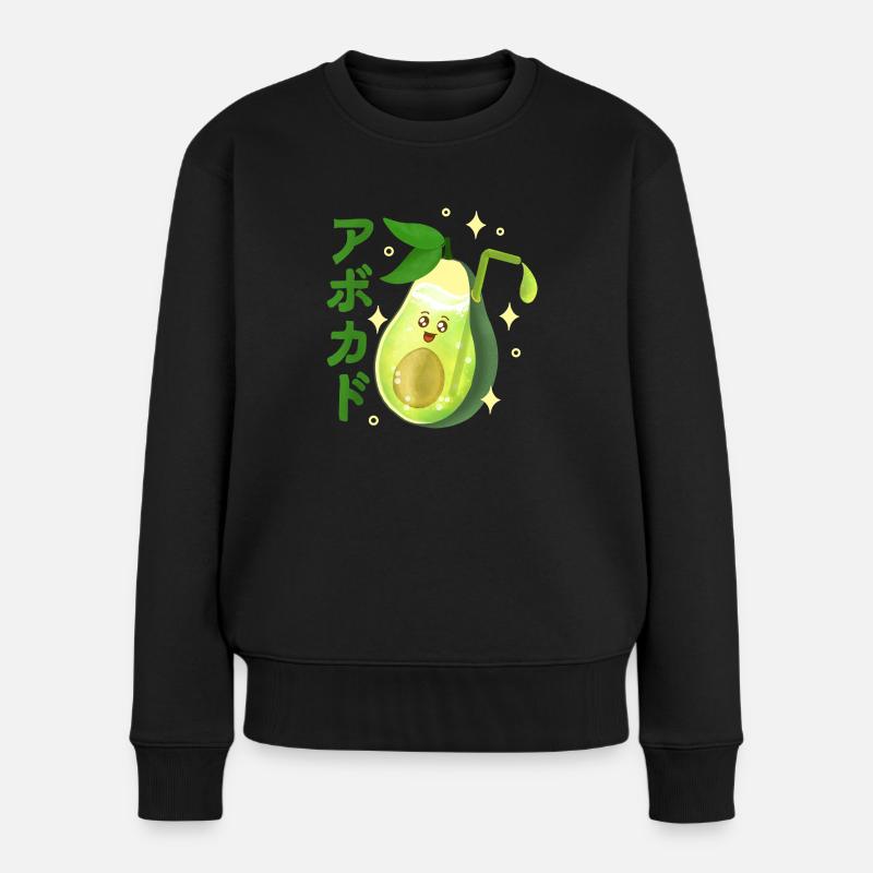 Kawaii Avocado Saft - Frauen Premium Bio Pullover - Schwarz