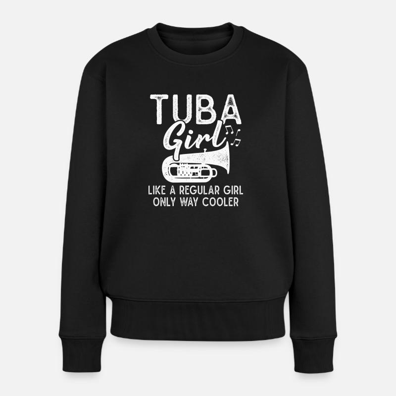 Tuba Mädchen Blasinstrument Orchester Musiker - Frauen Premium Bio Pullover - Schwarz
