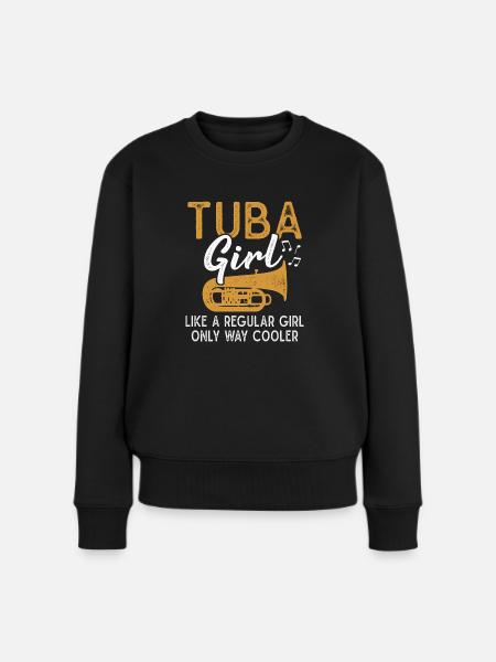 Tuba Mädchen Blasinstrument Orchester Musiker - Frauen Premium Bio Pullover - Schwarz