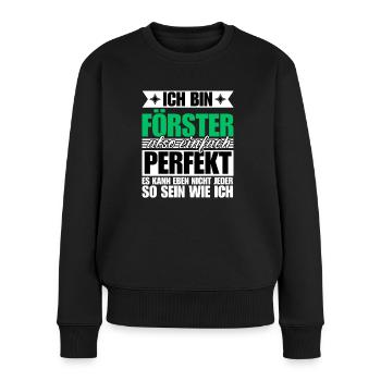 Perfekter Förster - Frauen Premium Bio Pullover - Schwarz - Vorne - Julia (174cm)