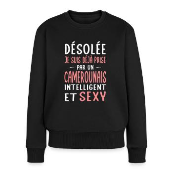 Désolée déjà prise par un Camerounais sexy - Pull Premium bio Femme - noir - Devant - Julia (174cm)
