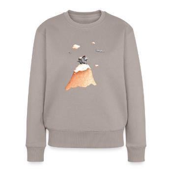 Fernweh - Frauen Premium Bio Pullover - Taupe - Vorne - Julia (174cm)
