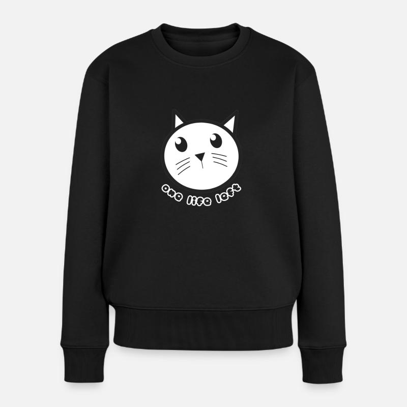Weiße Katze: Noch ein Leben - Frauen Premium Bio Pullover - Schwarz
