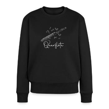 Querflöte One-Line Design für Flötisten - Frauen Premium Bio Pullover - Schwarz - Vorne - Julia (174cm)