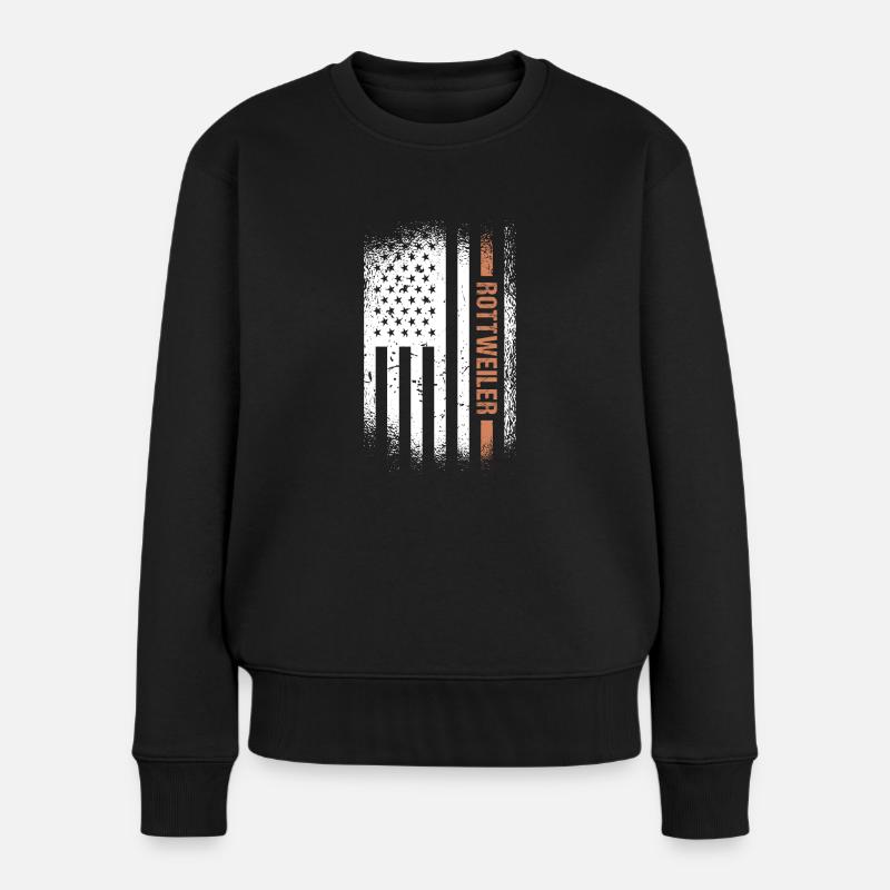 Rottweiler Us Flag - Frauen Premium Bio Pullover - Schwarz