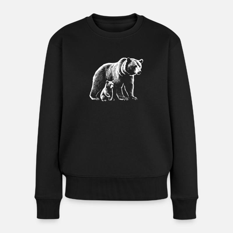 Ours brun Ours sauvage Ours sauvage avec ourson - Pull Premium bio Femme - noir
