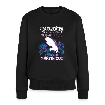 Martinique Mon île Que J'aime Citation Martinique - Pull Premium bio Femme - noir - Devant - Julia (174cm)