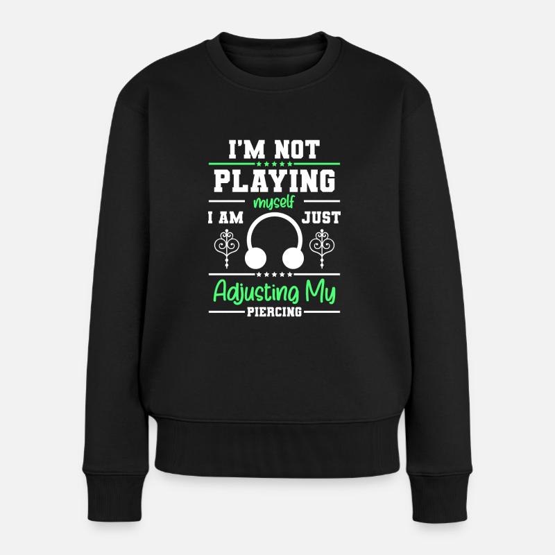 Piercing Schmerz Tattoo Humor - Frauen Premium Bio Pullover - Schwarz