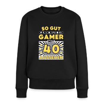 So gut kann nur ein Gamer mit 40 aussehen - Frauen Premium Bio Pullover - Schwarz - Vorne - Julia (174cm)