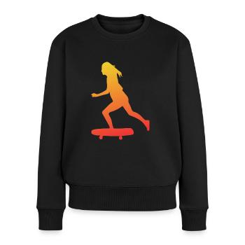 Skater Girl Skateboarding Skateboard Mädchen - Frauen Premium Bio Pullover - Schwarz - Vorne - Julia (174cm)