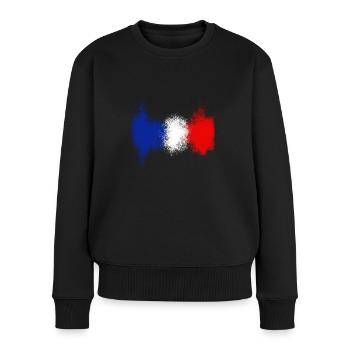 Frankreich blau weiß rot - Frauen Premium Bio Pullover - Schwarz - Vorne - Julia (174cm)