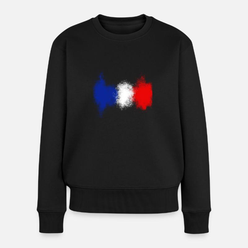 Frankreich blau weiß rot - Frauen Premium Bio Pullover - Schwarz
