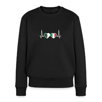 Algérie Italie Heartbeat Flag Algériens - Pull Premium bio Femme - noir - Devant - Julia (174cm)