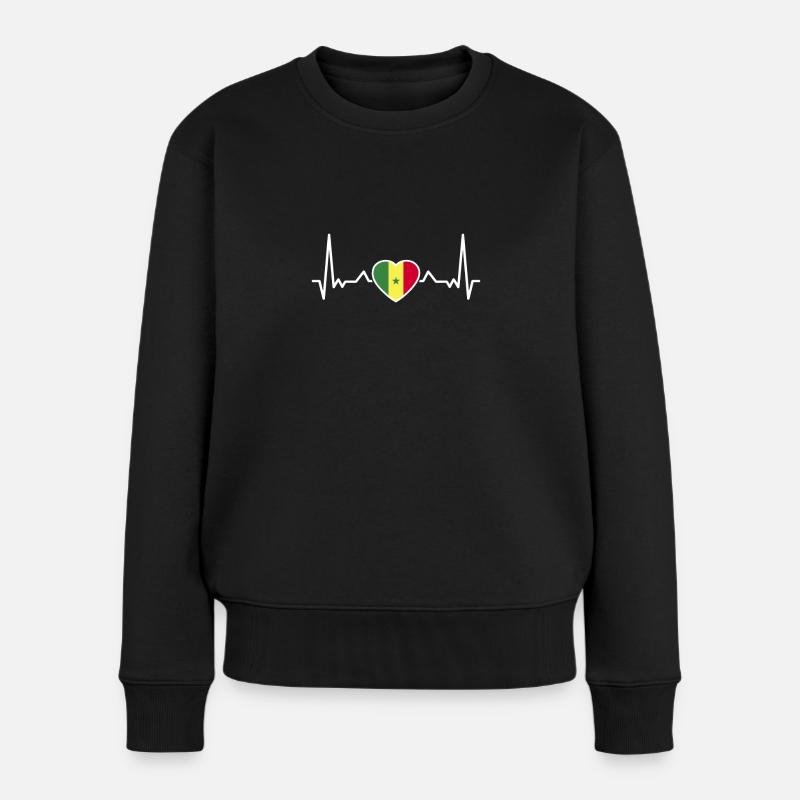 Battement de cœur du Sénégal Drapeau du Sénégal - Pull Premium bio Femme - noir