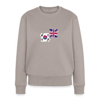 Corée du Sud Royaume-Uni Drapeau britannique Coréen - Pull Premium bio Femme - taupe - Devant - Julia (174cm)