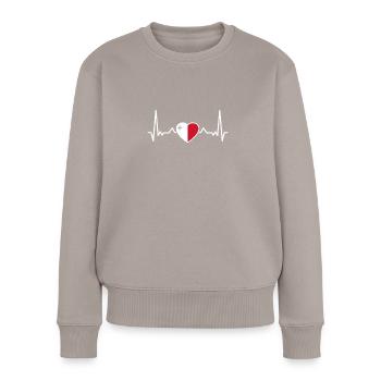 Malta Herzschlag Maltesische Flagge - Frauen Premium Bio Pullover - Taupe - Vorne - Julia (174cm)