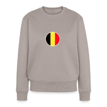 Belgique Drapeau belge Belge - Pull Premium bio Femme - taupe - Devant - Julia (174cm)