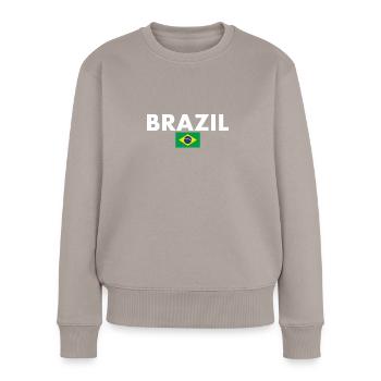 Brésil Brésil Drapeau brésilien - Pull Premium bio Femme - taupe - Devant - Julia (174cm)