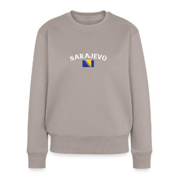 Sarajevo Bosnien Vintage Bosnische Flagge Bosnier - Frauen Premium Bio Pullover - Taupe - Vorne - Julia (174cm)