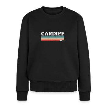Cardiff Wales Walisische Waliser - Frauen Premium Bio Pullover - Schwarz - Vorne - Julia (174cm)