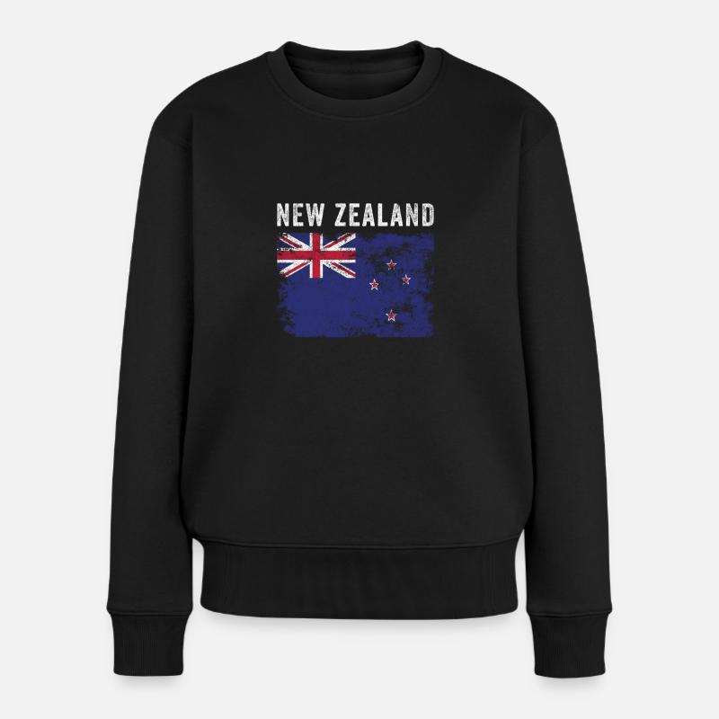 Neuseeländische Flagge verzweifelt - Frauen Premium Bio Pullover - Schwarz