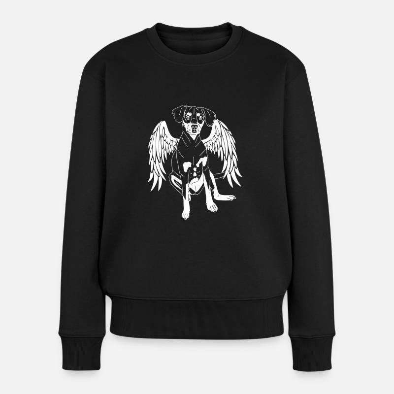Pinscher Mix mit Flügeln - Frauen Premium Bio Pullover - Schwarz