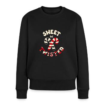 Sweet but Twisted Candy Canes Weihnachten - Frauen Premium Bio Pullover - Schwarz - Vorne - Julia (174cm)
