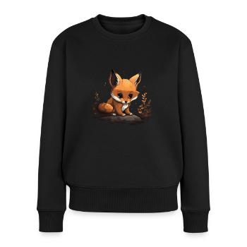 Fox Head Forest Animal Nature Trees - Women's Premium Organic Jumper - black - Front - Julia (174cm)