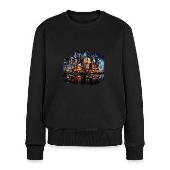 Stadt Futur Futuristisch - Frauen Premium Bio Pullover - Schwarz - Vorne - Julia (174cm)