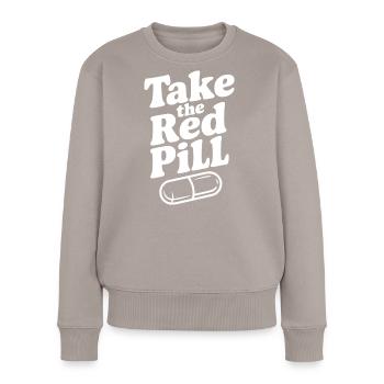 Prends la pilule rouge - Pull Premium bio Femme - taupe - Devant - Julia (174cm)