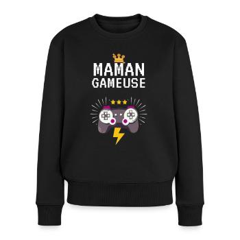 Maman gameuse - Pull Premium bio Femme - noir - Devant - Julia (174cm)