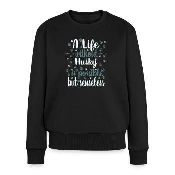 Leben Liebe Hunderasse Husky Hund - Frauen Premium Bio Pullover - Schwarz - Vorne - Julia (174cm)