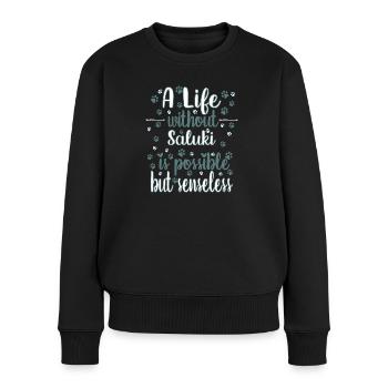 Leben Liebe Hunderasse Saluki Hund - Frauen Premium Bio Pullover - Schwarz - Vorne - Julia (174cm)