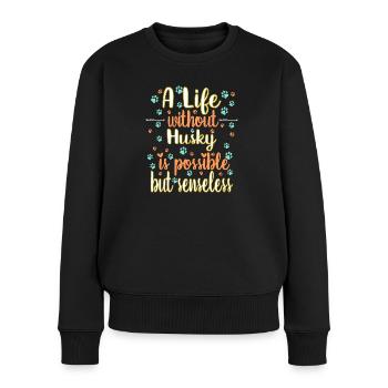 Leben Liebe Hunderasse Husky Hund - Frauen Premium Bio Pullover - Schwarz - Vorne - Julia (174cm)