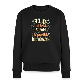 Leben Liebe Hunderasse Saluki Hund - Frauen Premium Bio Pullover - Schwarz - Vorne - Julia (174cm)