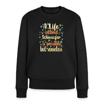 Hund Leben Liebe Hunderasse Schnauzer - Frauen Premium Bio Pullover - Schwarz - Vorne - Julia (174cm)