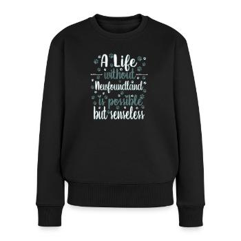 Hund Leben Liebe Hunderasse Neufundländer - Frauen Premium Bio Pullover - Schwarz - Vorne - Julia (174cm)