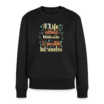 Hund Leben Liebe Hunderasse Hokkaido - Frauen Premium Bio Pullover - Schwarz - Vorne - Julia (174cm)