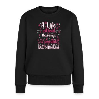 Hund Leben Liebe Hunderasse Basenji - Frauen Premium Bio Pullover - Schwarz - Vorne - Julia (174cm)