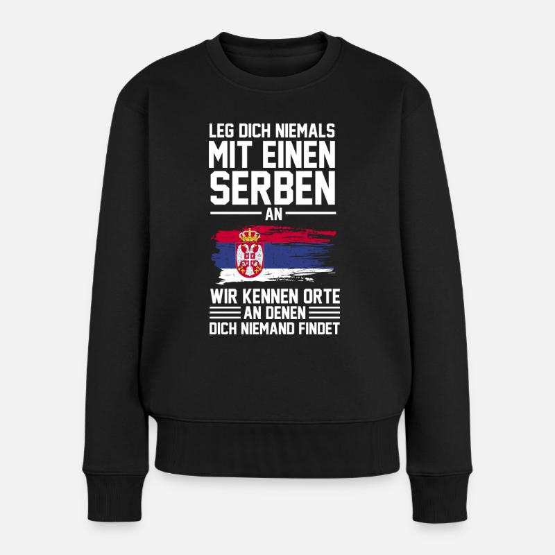 Belgrad Serbe Serbin Serben Serbisch Serbien Gesch - Frauen Premium Bio Pullover - Schwarz