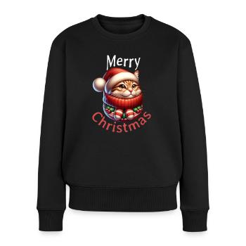 Weihnachten Katze Frohe Weihnachten - Frauen Premium Bio Pullover - Schwarz - Vorne - Julia (174cm)