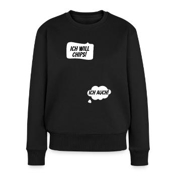 Schwangerschaft verkünden Babybauch schwanger - Frauen Premium Bio Pullover - Schwarz - Vorne - Julia (174cm)