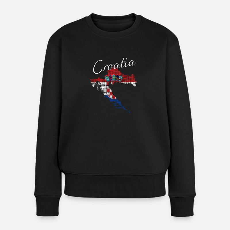 Croatia - Frauen Premium Bio Pullover - Schwarz