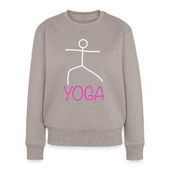 Yoga Figur - Frauen Premium Bio Pullover - Taupe - Vorne - Julia (174cm)