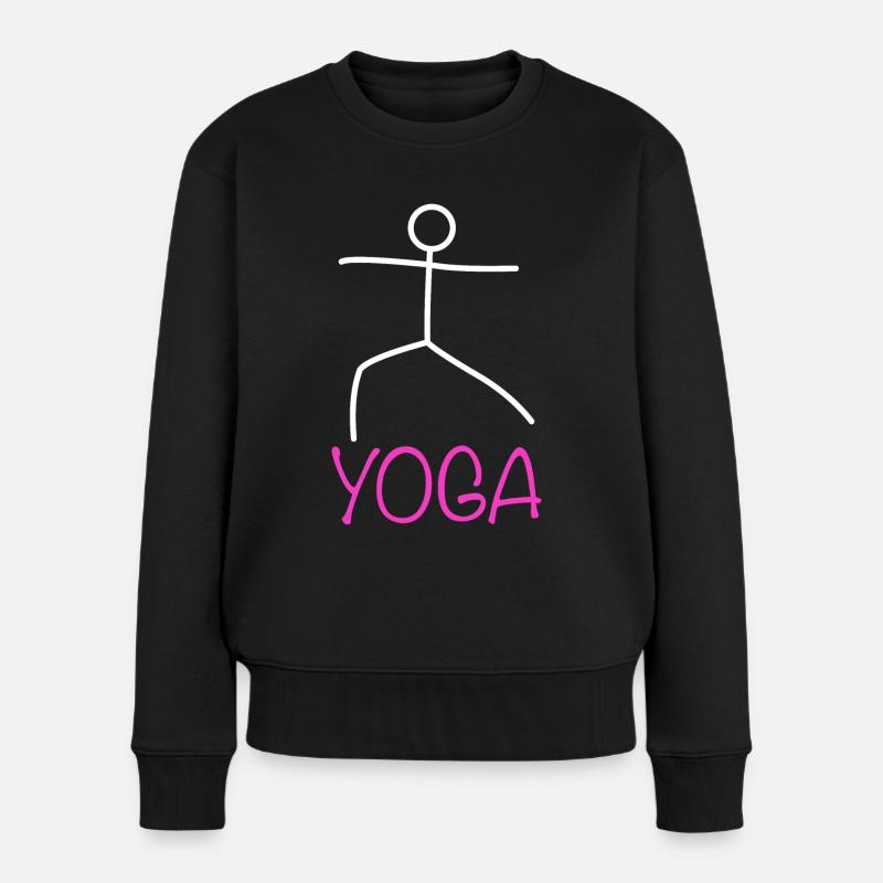 Yoga Figur - Frauen Premium Bio Pullover - Schwarz
