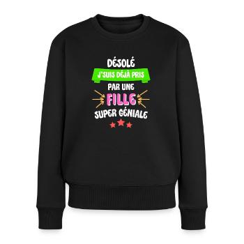 J'suis déjà pris pas une fille super géniale - Pull Premium bio Femme - noir - Devant - Julia (174cm)